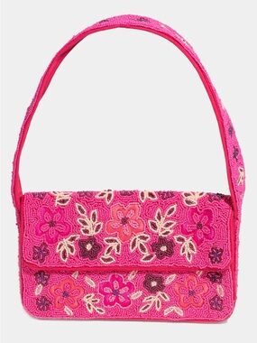 Antik Kraft Pink Floral Beaded Shoulder Bag